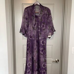 R&M Richards Purple Dress with Floral Jacket